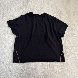 Lululemon Black Cropped Athletic Tee with Contrast Stitching Size 10